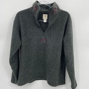 VICTORIA'S SECRET Country Fleece Womens Size S Floral Embroidered 1/4 Zip